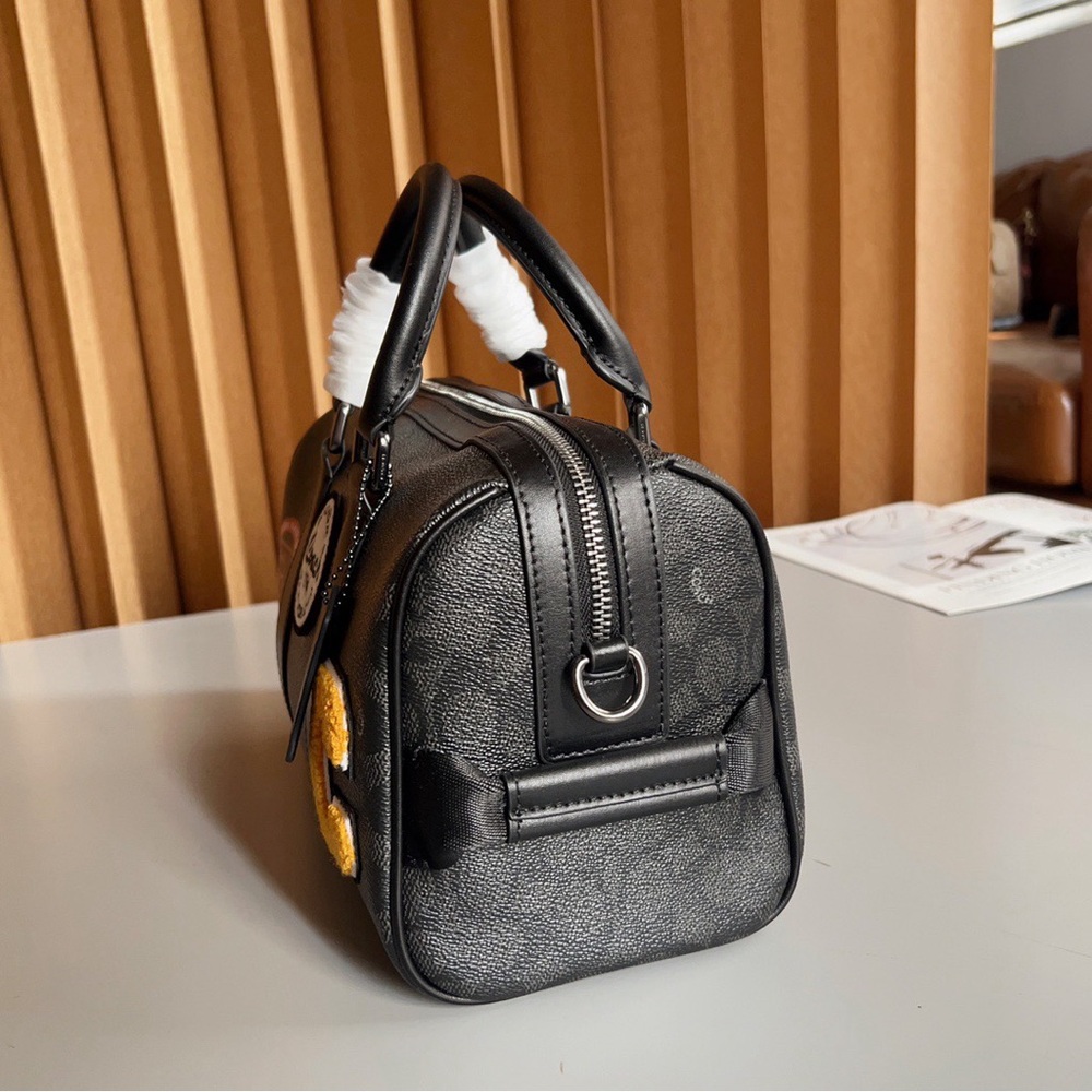 Black Monogram Patch Boston Handbag - Picture 2 of 9